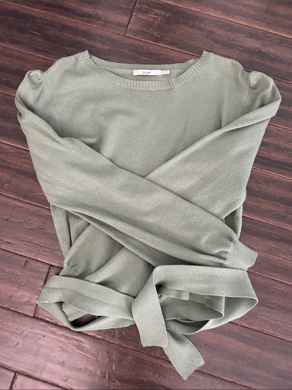 Francesca's Collections Olive Wrap Tie Knit Sweater